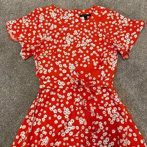Ladies Dress Size 4 Banana Republic Coral/Dark Orange white short sleeve